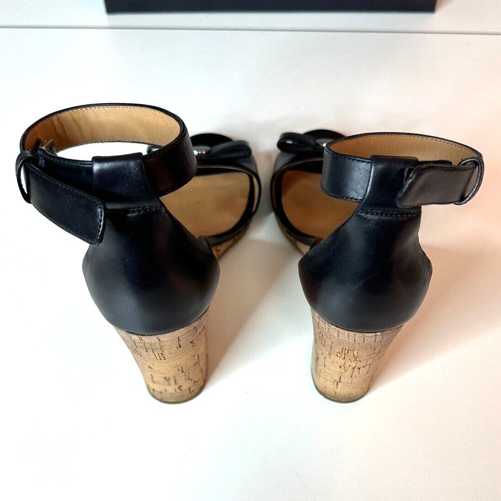 Marc by Marc Jacobs Black Leather & Cork Wedge Ankle Strap Sandals Silver 7.5 - Picture 9 of 11